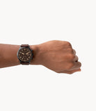 Retro Pilot Chronograph Dark Brown Eco Leather Watch