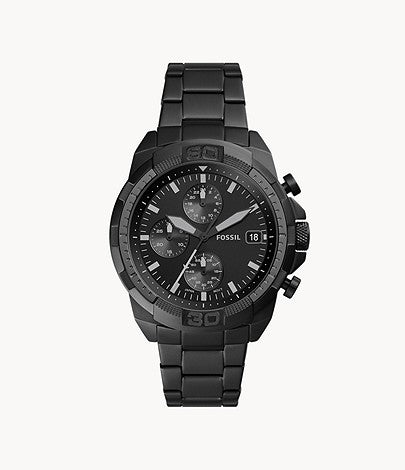 Fossil Bronson Black Stainless Steel Black Dial Chronograph Quartz Watch for Gents – FS5853 Hover Image
