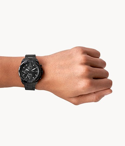 Fossil Bronson Black Stainless Steel Black Dial Chronograph Quartz Watch for Gents – FS5853