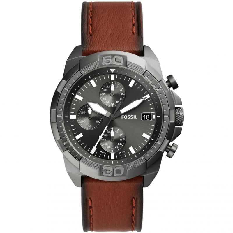 Fossil 44 mm Bronson Chronograph Leather Watch - FS5855