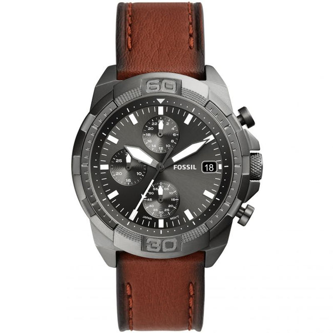 Fossil 44 mm Bronson Chronograph Leather Watch - FS5855 Hover Image