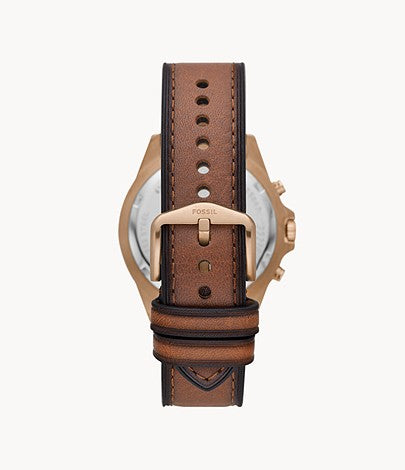 Fossil Men’s Chronograph Quartz Leather Strap Brown Dial 44mm Watch FS5867