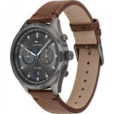 Tommy Hilfiger Men’s Quartz Brown Leather Strap Grey Dial 44mm Watch 1791730