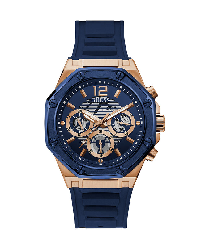 Guess Men’s Quartz Silicone Strap Blue Dial 44mm Watch GW0263G2 Hover Image