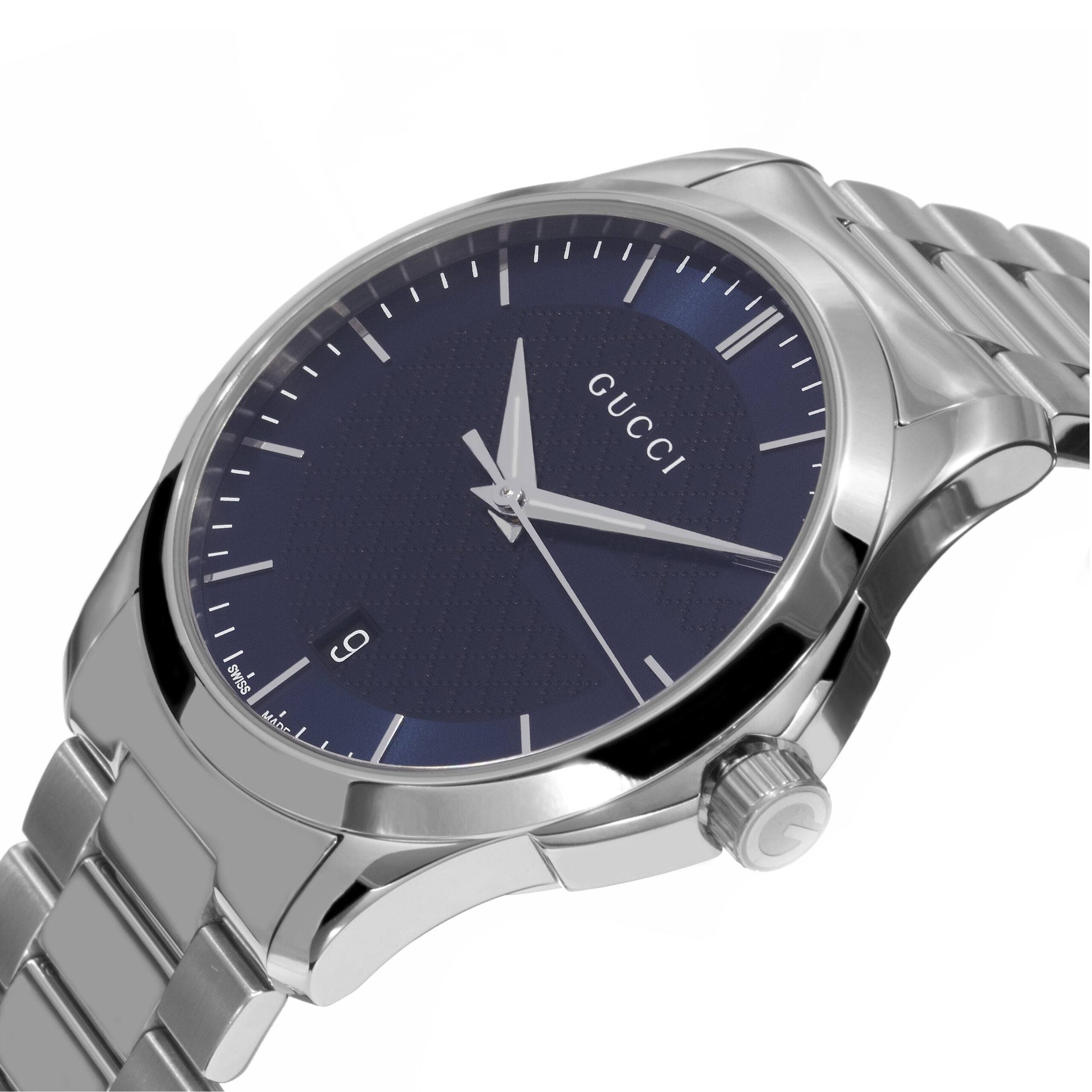 Gucci Men’s Analog Quartz Stainless Steel Blue Dial 38mm Watch YA126440
