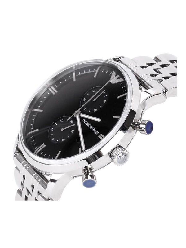 Emporio Armani Men’s Quartz Chronograph Stainless Steel Black Dial 43mm Watch AR80009 Main Image