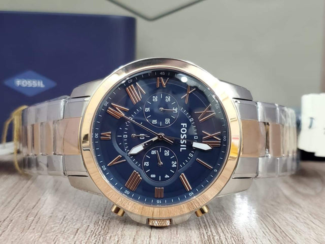 Fossil Men’s FS5024 Grant Chronograph Two-Tone Rose and Silver Stainless Steel Watch Main Image