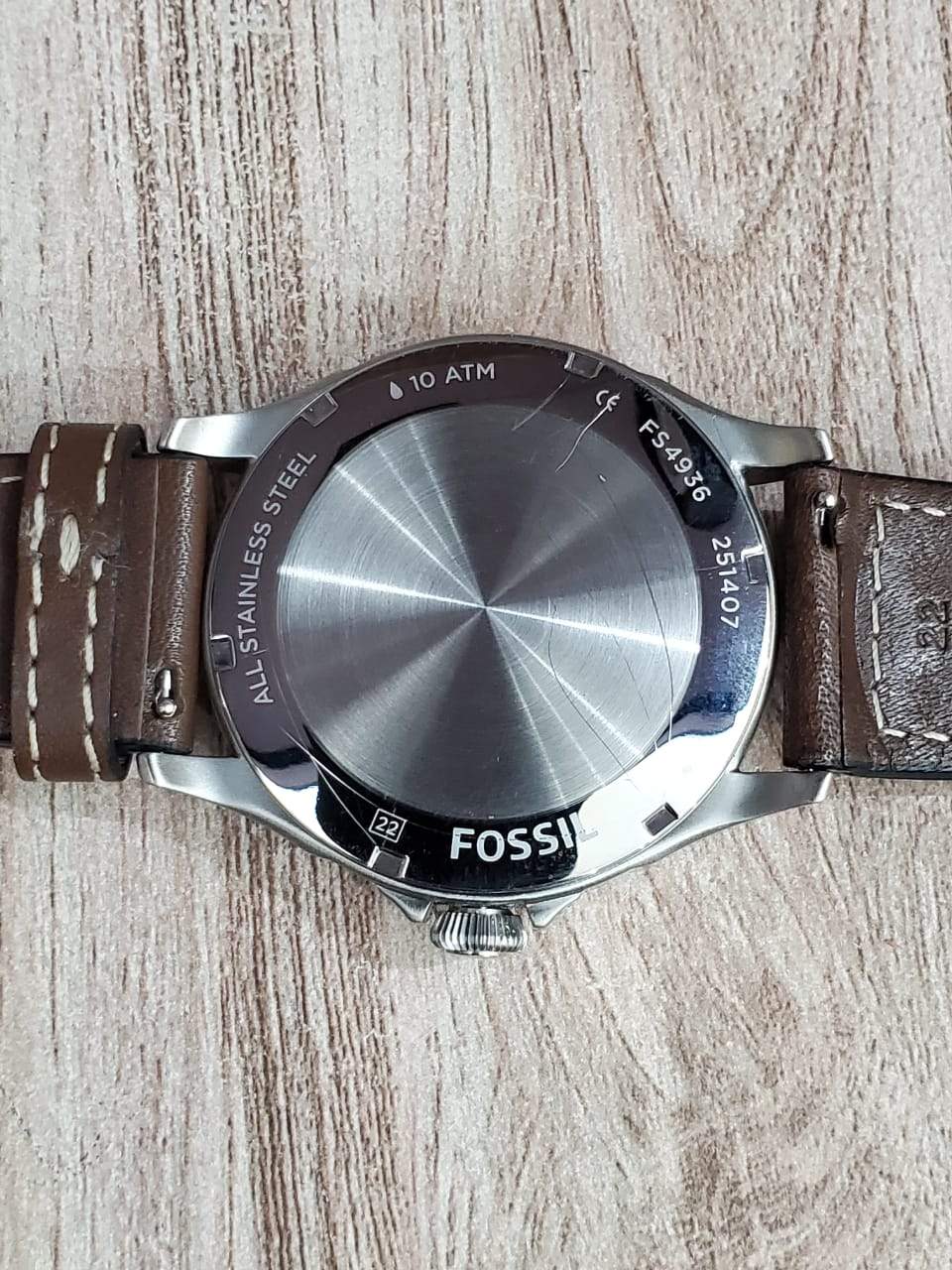 FOSSIL Recruiter Silver Dial Brown Leather Men’s Watch FS4936