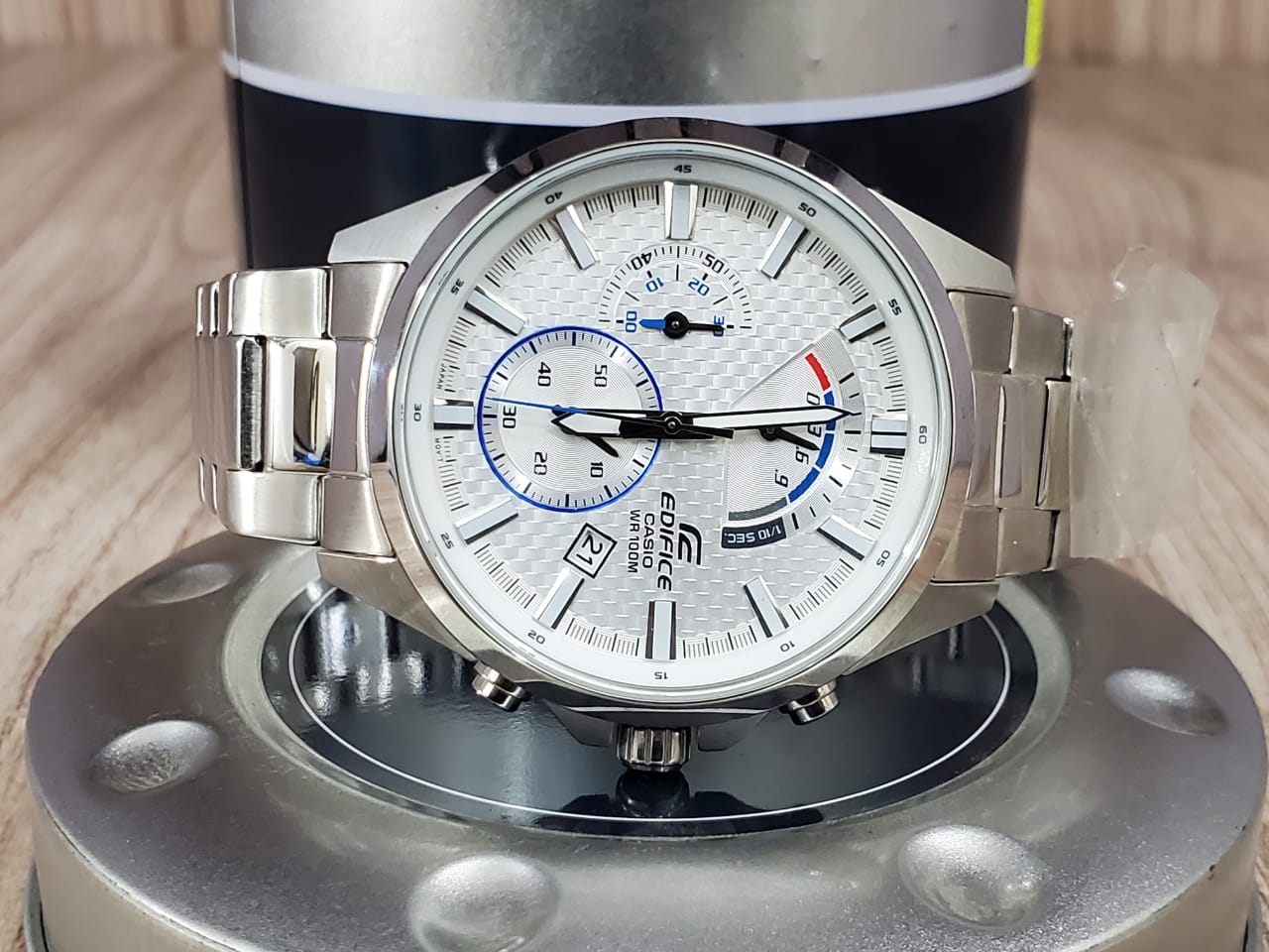 Casio Men’s Edifice Quartz Watch with Stainless-Steel Strap, Silver, 22 (Model: EFV-530D)