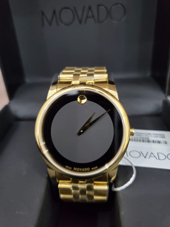 MOVADO Museum Classic Black Dial Yellow PVD Men’s Watch 0606997 Hover Image