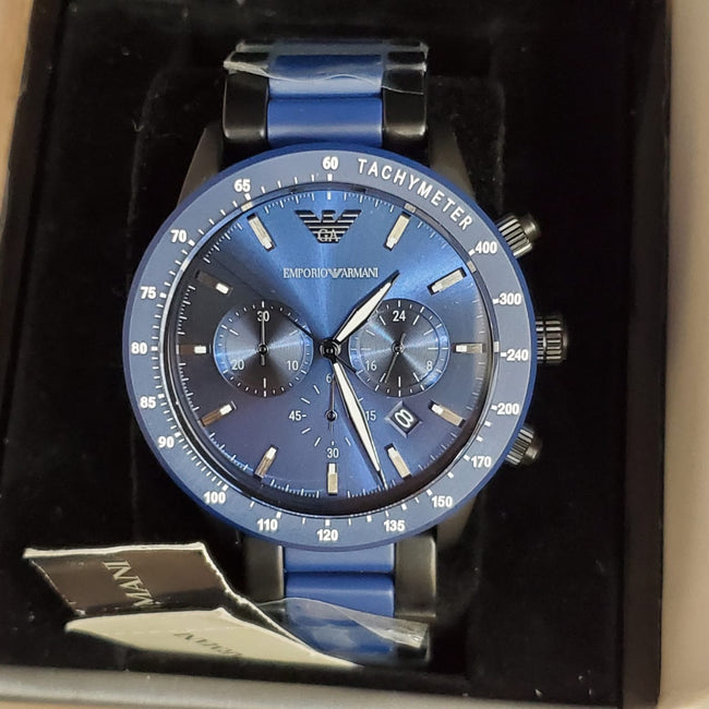 Emporio Armani Blue Dial Stainless Steel Men's Watch AR70001 Hover Image