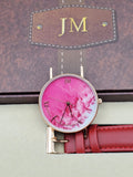 Jean Mortimer Pink Dial With Leather Strap Ladies watch