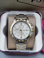 FOSSIL Dean Chronograph Silver Dial Two-tone Men's Watch FS4795