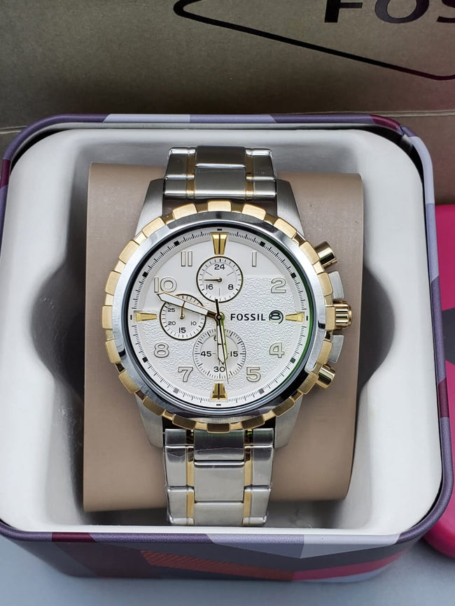 FOSSIL Dean Chronograph Silver Dial Two-tone Men's Watch FS4795 Main Image