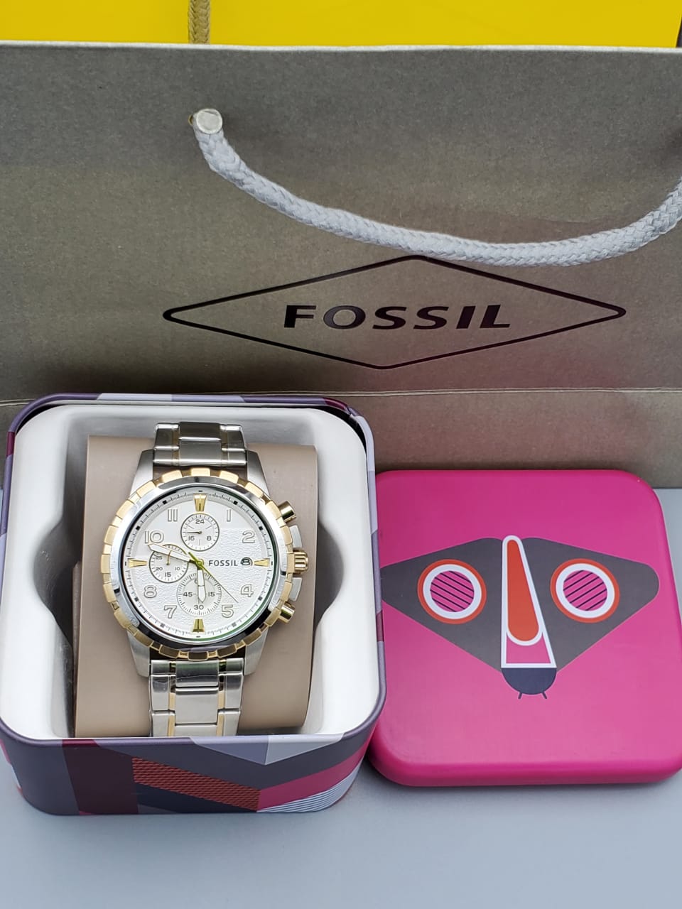 FOSSIL Dean Chronograph Silver Dial Two-tone Men's Watch FS4795