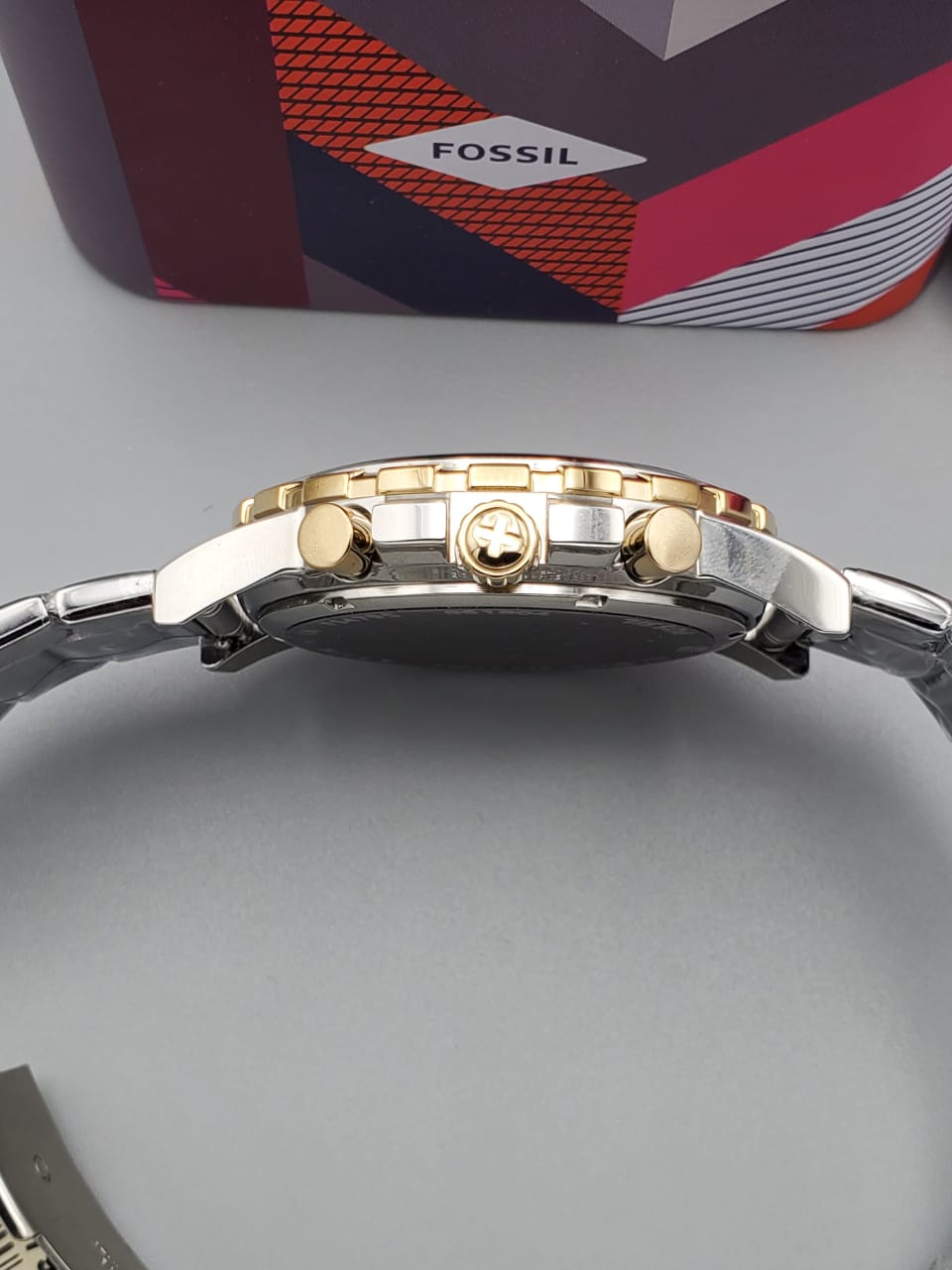 FOSSIL Dean Chronograph Silver Dial Two-tone Men's Watch FS4795