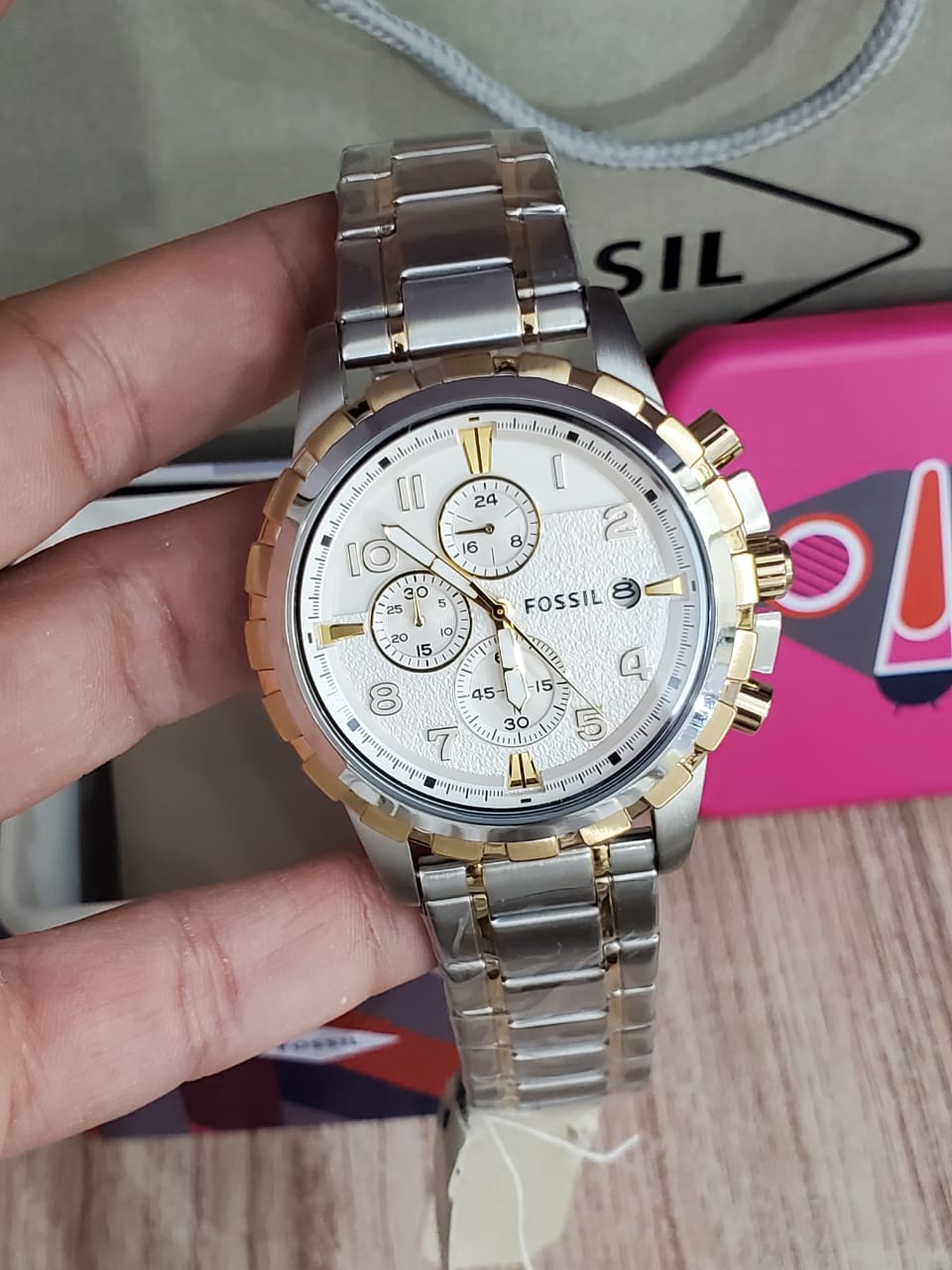 FOSSIL Dean Chronograph Silver Dial Two-tone Men's Watch FS4795