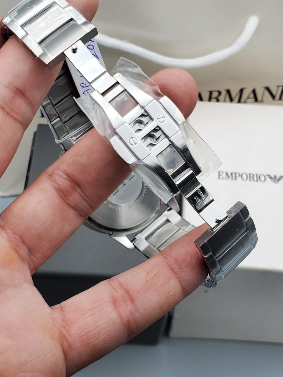 Emporio Armani Men's Chronograph Date Bracelet Strap Watch, Silver/Rose Gold AR11352