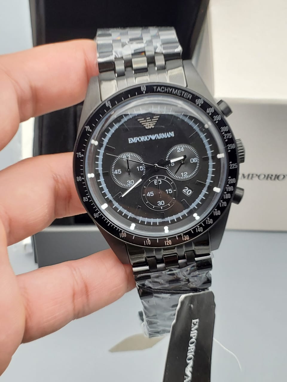 Emporio Armani AR5989 Black Chronograph Movement Quartz 46mm Men's Watch