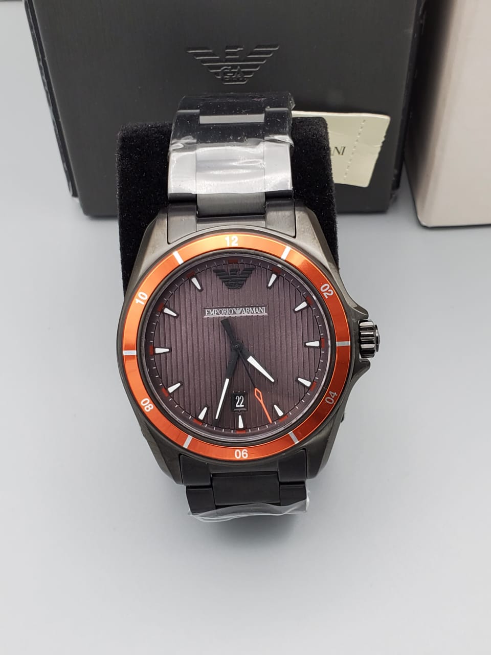 Emporio Armani Men's Three-Hand Date Black-Tone Stainless Steel Watch AR11178