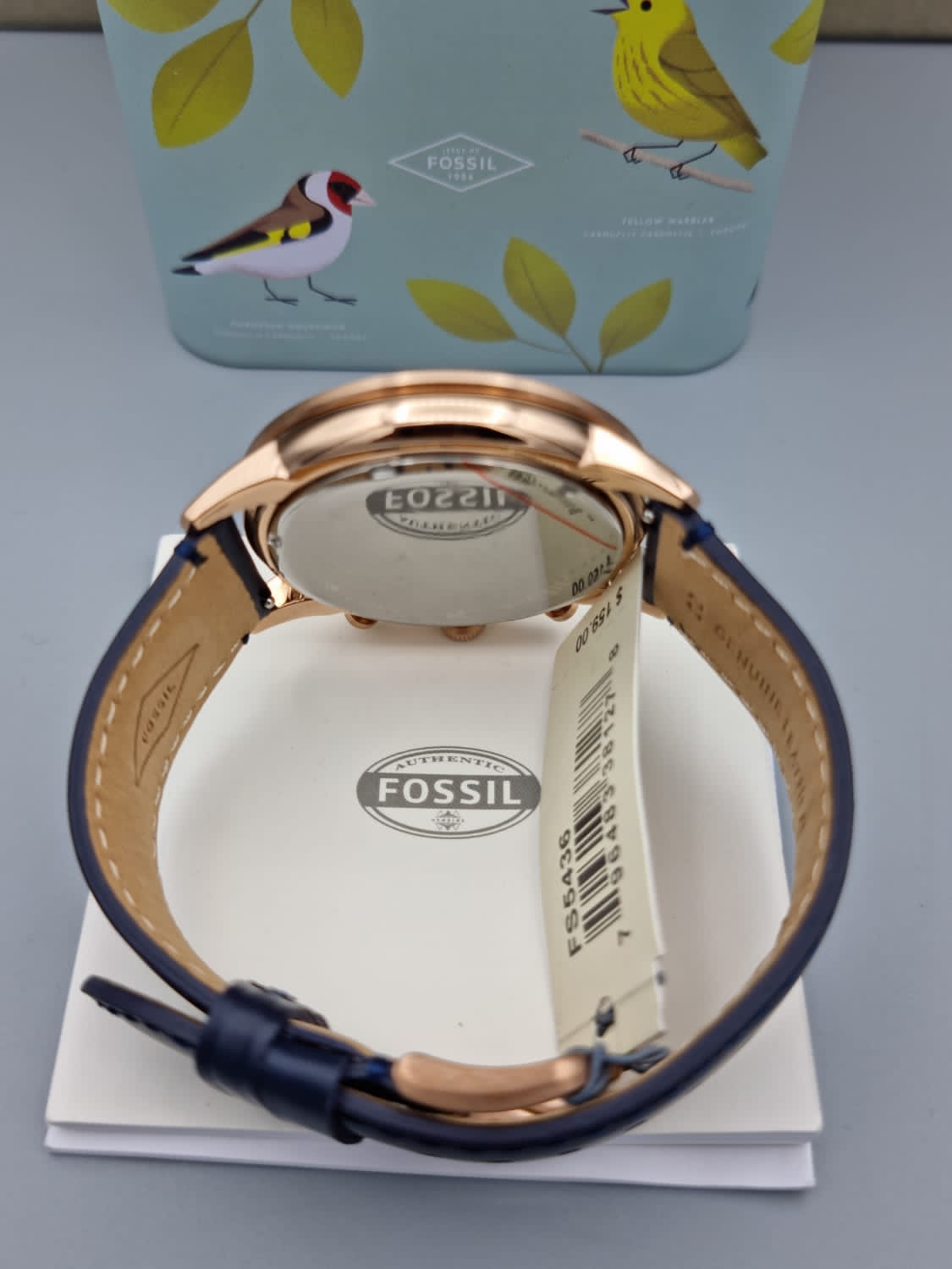 Fs5446 Fossil Men’s Chronograph Quartz Blue Leather Strap Blue Dial 44mm Watc ...