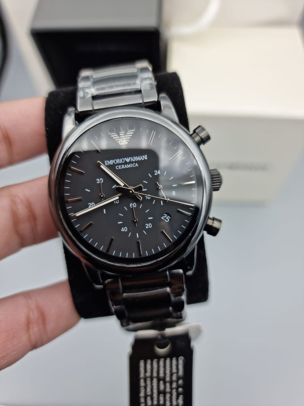 Emporio Armani Mens Analog-Quartz Watch with Ceramic Strap AR1507