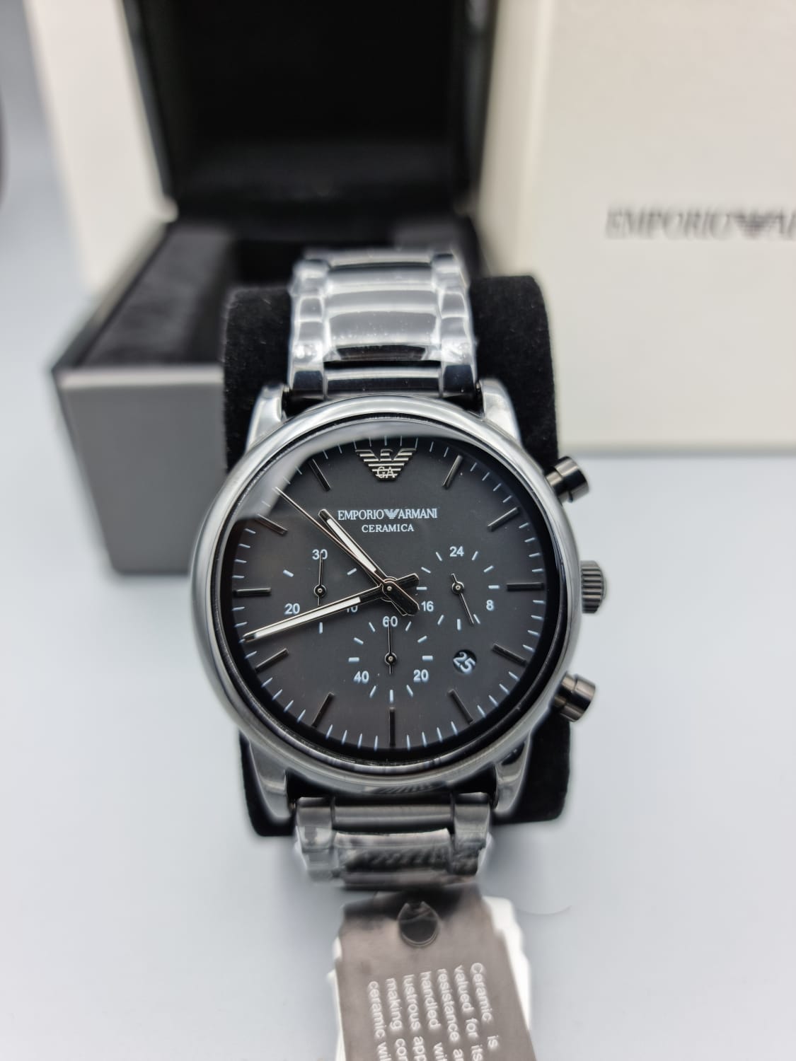 Emporio Armani Mens Analog-Quartz Watch with Ceramic Strap AR1507