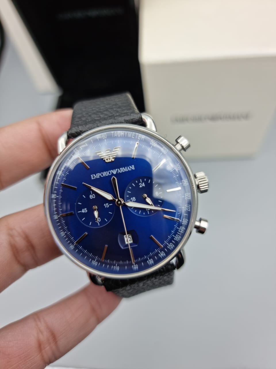 EMPORIO ARMANI Aviator Chronograph Quartz AR1110 Men\'s Dial Watch Blue