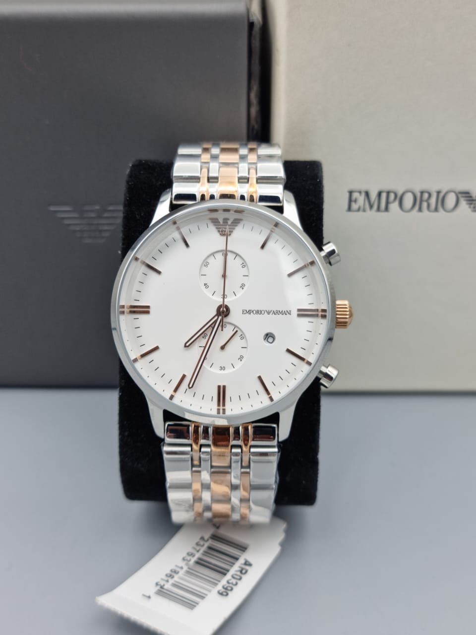 Emporio Armani Men’s Chronograph Quartz Stainless Steel White Dial 43mm Watch AR0399