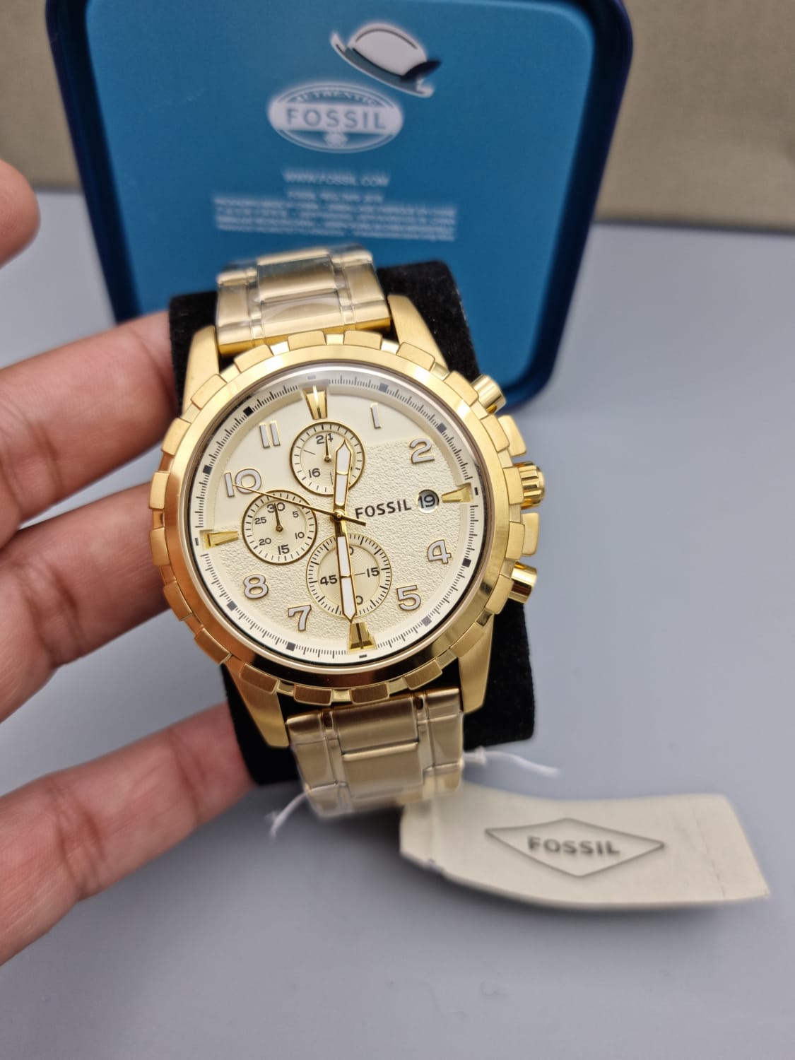 FOSSIL Dean Chronograph Champagne Dial Gold-tone Men's Watch FS4867