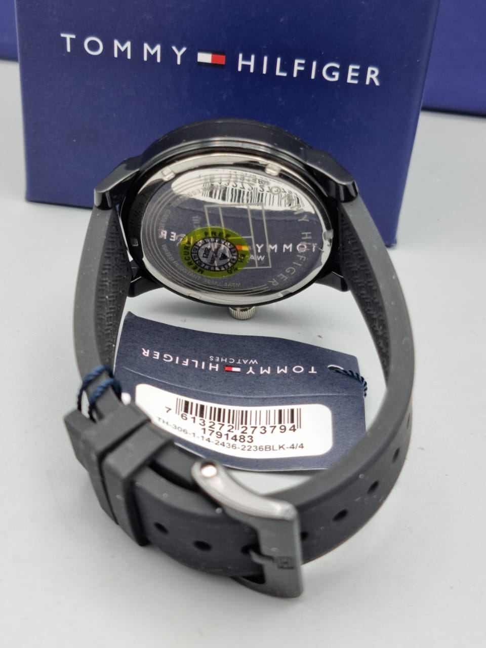 Tommy Hilfiger Men’s Quartz Silicone Strap Black Dial 44mm Watch 1791483