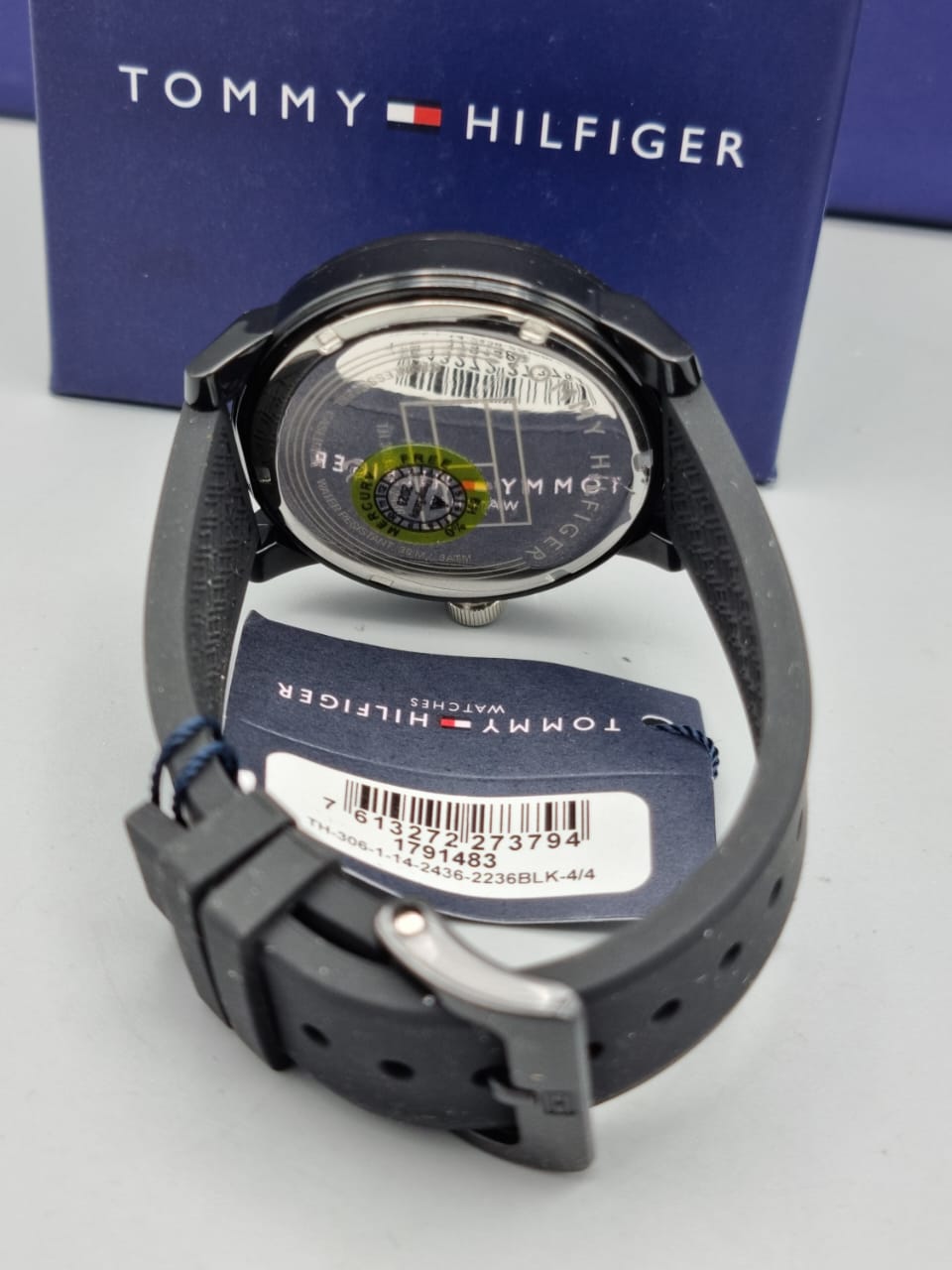 Tommy Hilfiger Men’s Quartz Silicone Strap Black Dial 44mm Watch 1791483