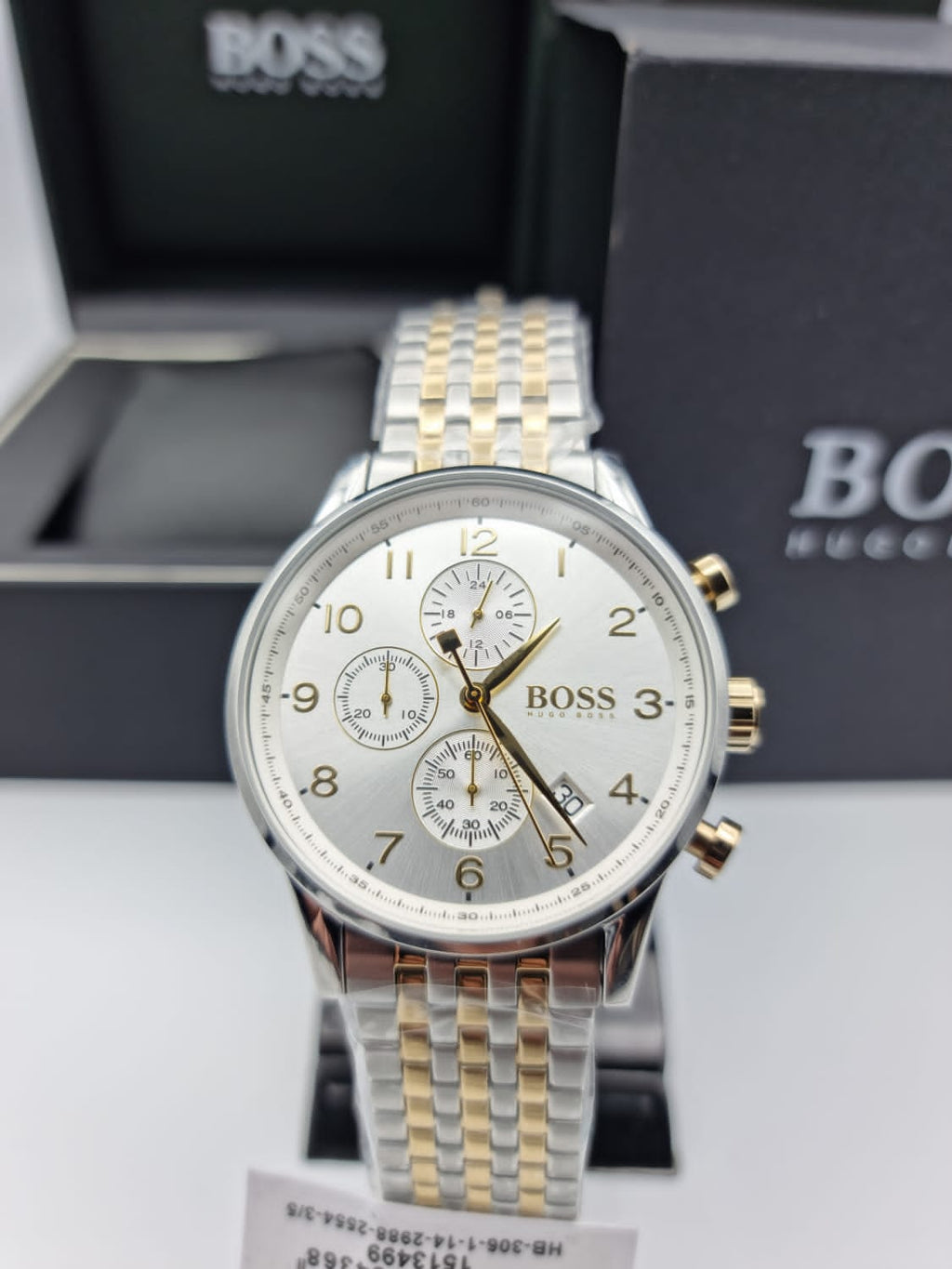 Hugo Boss Men’s Chronograph Quartz Stainless Steel White Dial 44mm Watch 1513499
