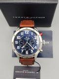 Tommy Hilfiger Men’s Quartz Brown Leather Strap Blue Dial 46mm Watch 1791066