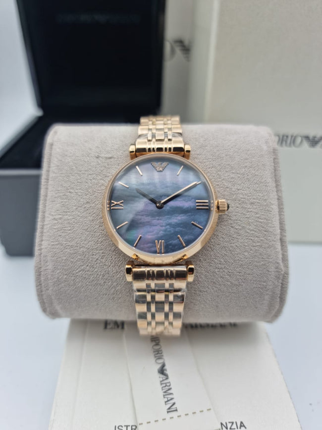 Emporio Armani Women’s Analog Stainless Steel Black Dial 32mm Watch AR11145 Main Image