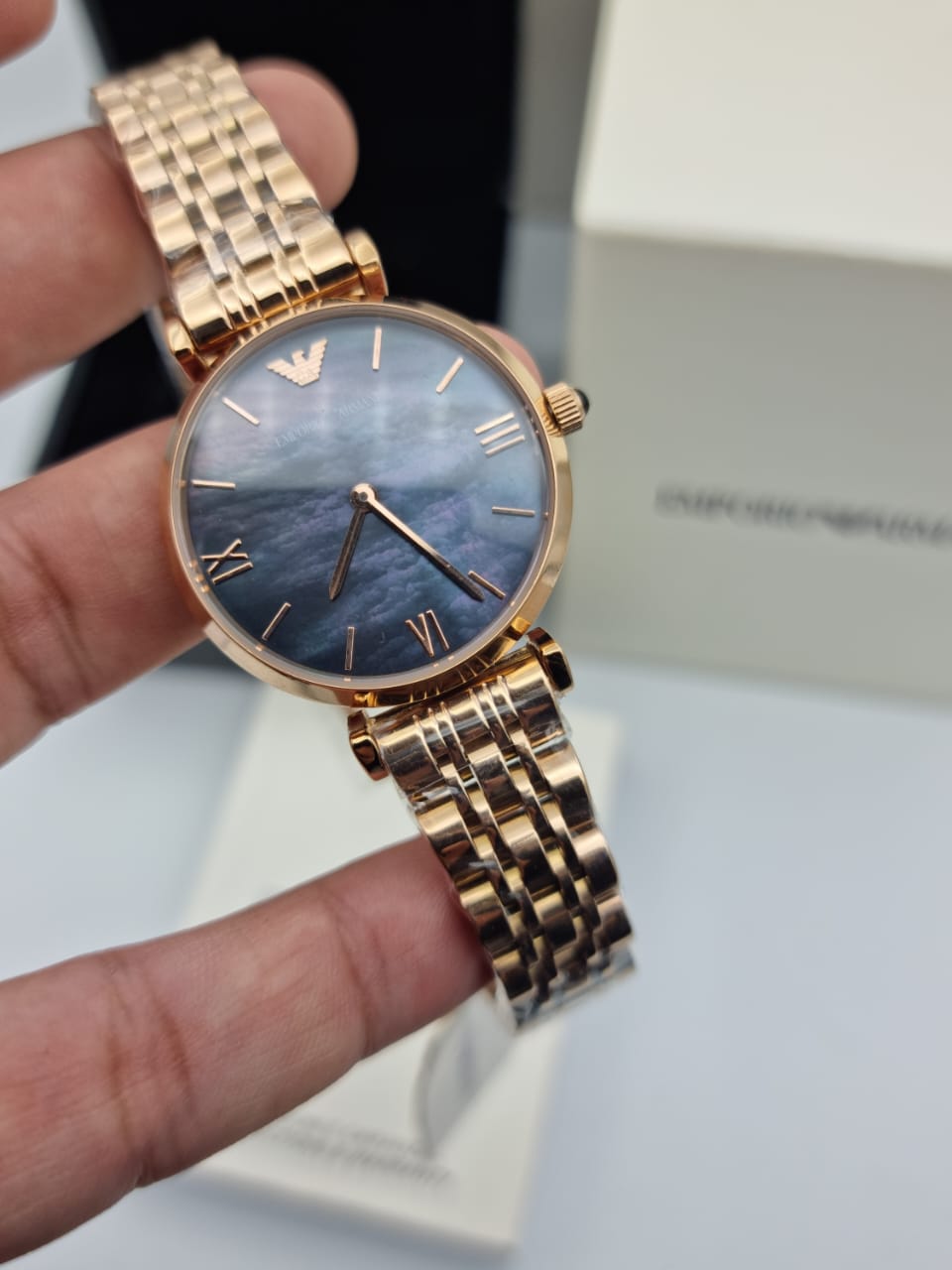 Emporio Armani Women’s Analog Stainless Steel Black Dial 32mm Watch AR11145