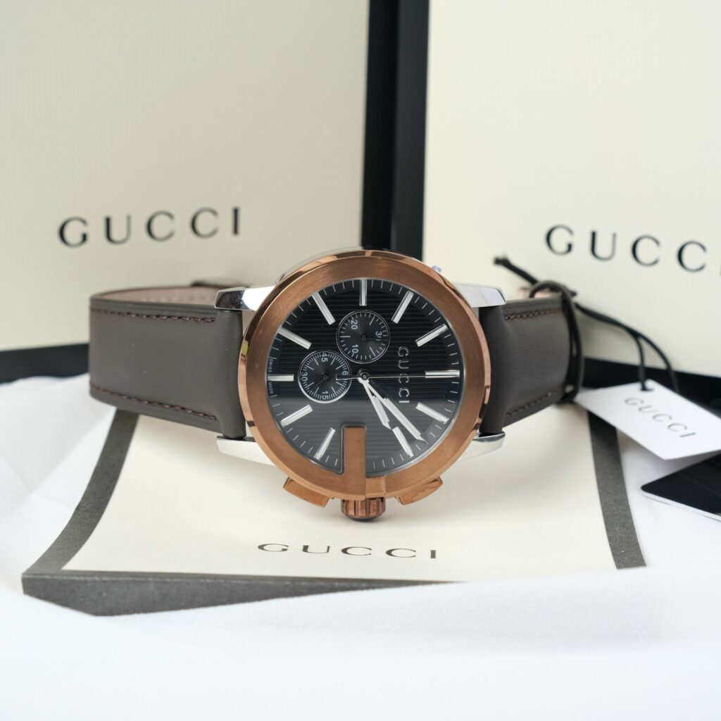Gucci Men’s Analog Quartz Swiss Made Stainless Steel Black Dial 44mm Watch YA101202