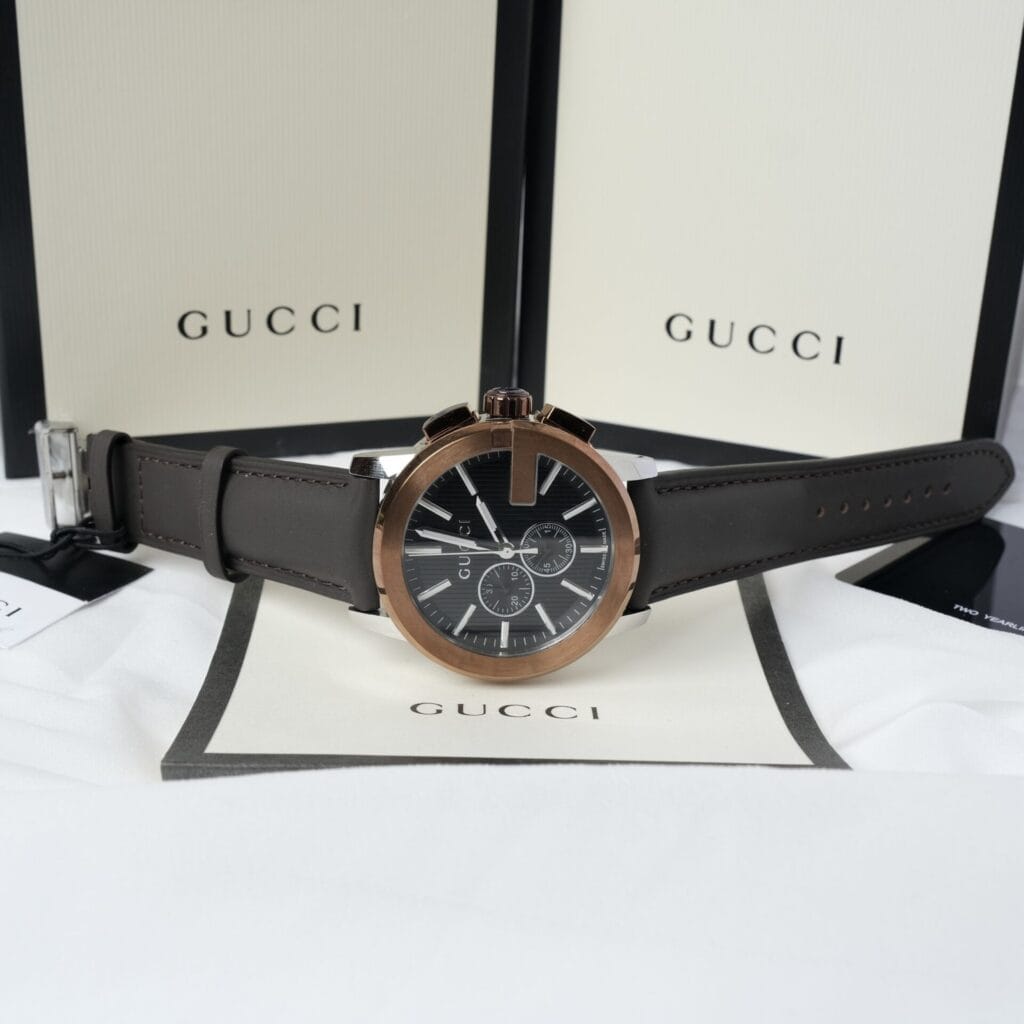 Gucci Men’s Analog Quartz Swiss Made Stainless Steel Black Dial 44mm Watch YA101202