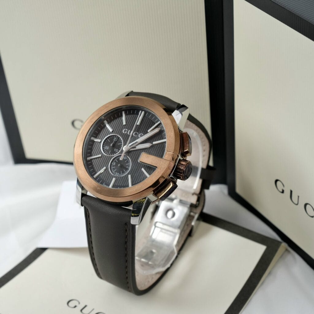 Gucci Men’s Analog Quartz Swiss Made Stainless Steel Black Dial 44mm Watch YA101202