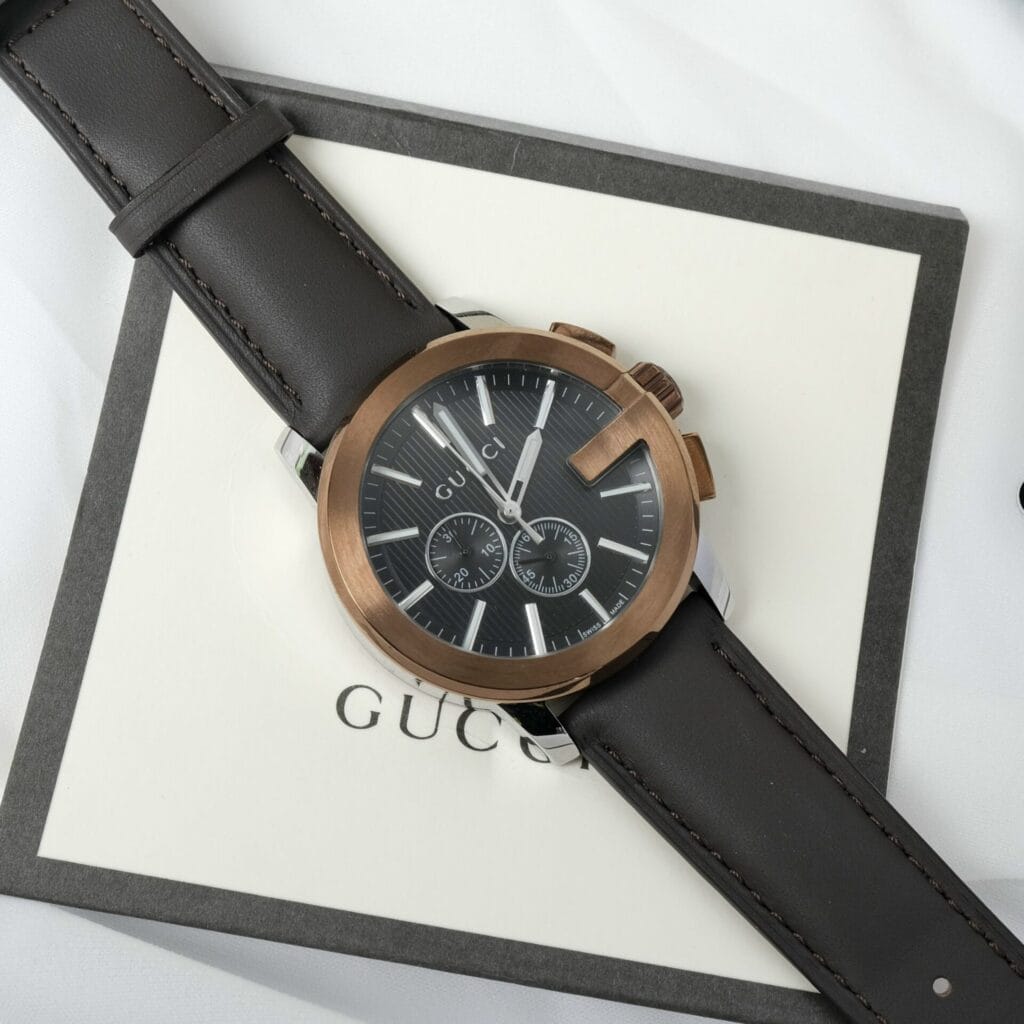Gucci Men’s Analog Quartz Swiss Made Stainless Steel Black Dial 44mm Watch YA101202