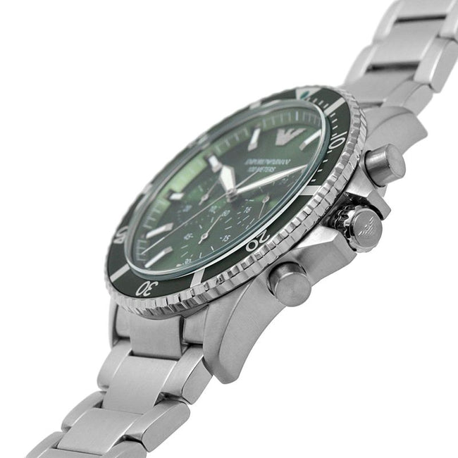 Emporio Armani Men’s Quartz Silver Stainless Steel Green Dial 43mm Watch AR11500 Main Image