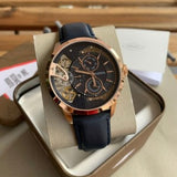 Townsman multifunction navy hot sale leather watch