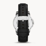 Fossil Men’s Automatic Black Leather Strap White Skeleton Dial 44mm Watch ME3053