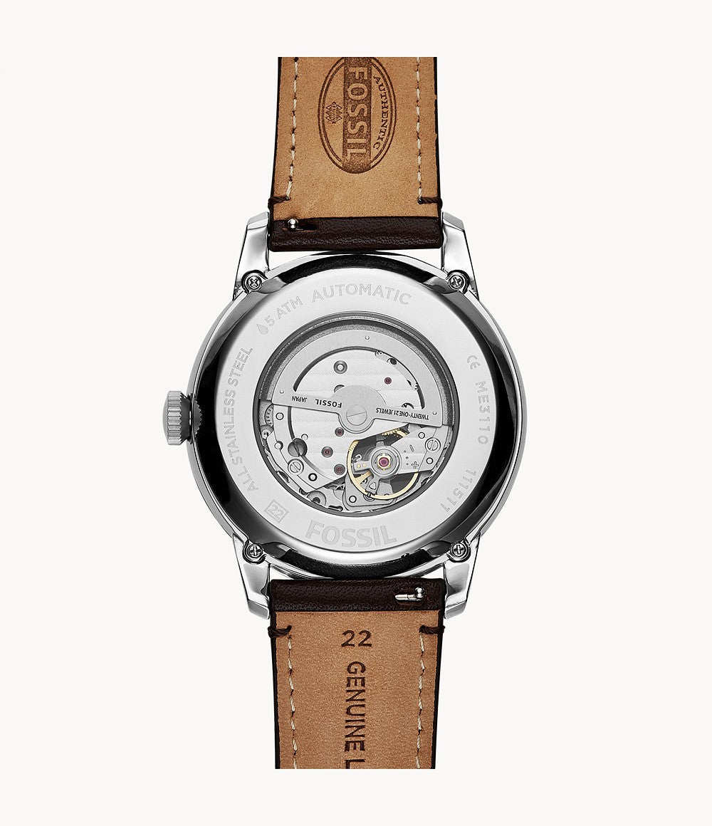 Fossil Men’s Automatic Leather Strap Blue Dial 44mm Watch ME3110