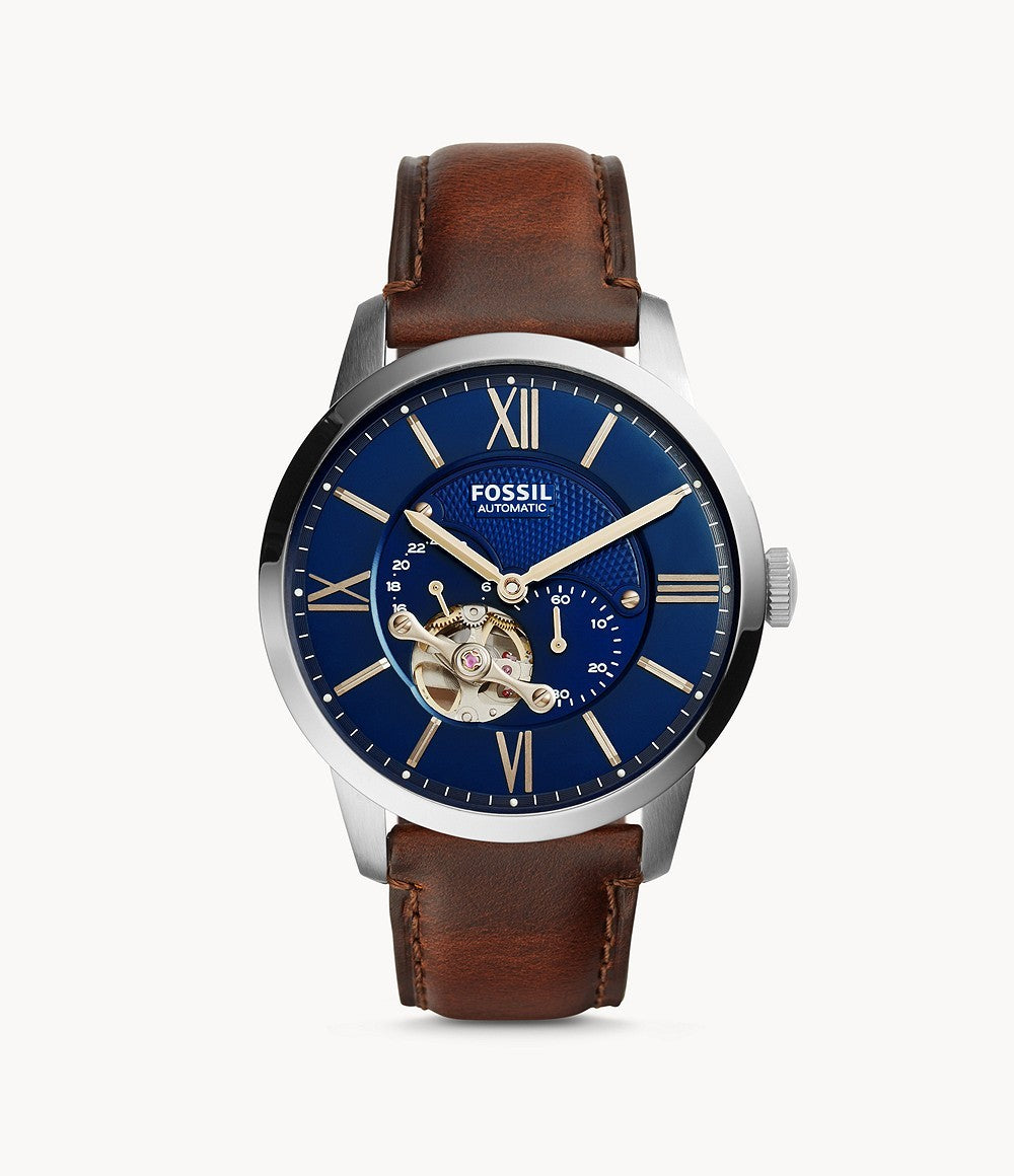 Fossil Men’s Automatic Leather Strap Blue Dial 44mm Watch ME3110