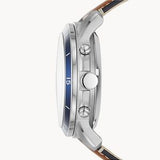 Fossil Men’s Automatic Brown Leather Strap Blue Skeleton Dial 44mm Watch ME3140