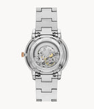 Fossil Men’s Automatic Two-tone Stainless Steel White Skeleton Dial 44mm Watch ME3196