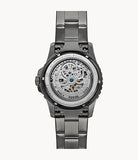 Fossil Men’s Automatic Grey Stainless Steel Black Skeleton Dial 42mm Watch ME3201