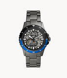 Fossil Men’s Automatic Grey Stainless Steel Black Skeleton Dial 42mm Watch ME3201