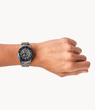 Fossil Men’s Automatic Grey Stainless Steel Black Skeleton Dial 42mm Watch ME3201